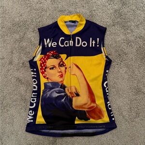 Sleeveless “We Can Do It”! Cycling Jersey S